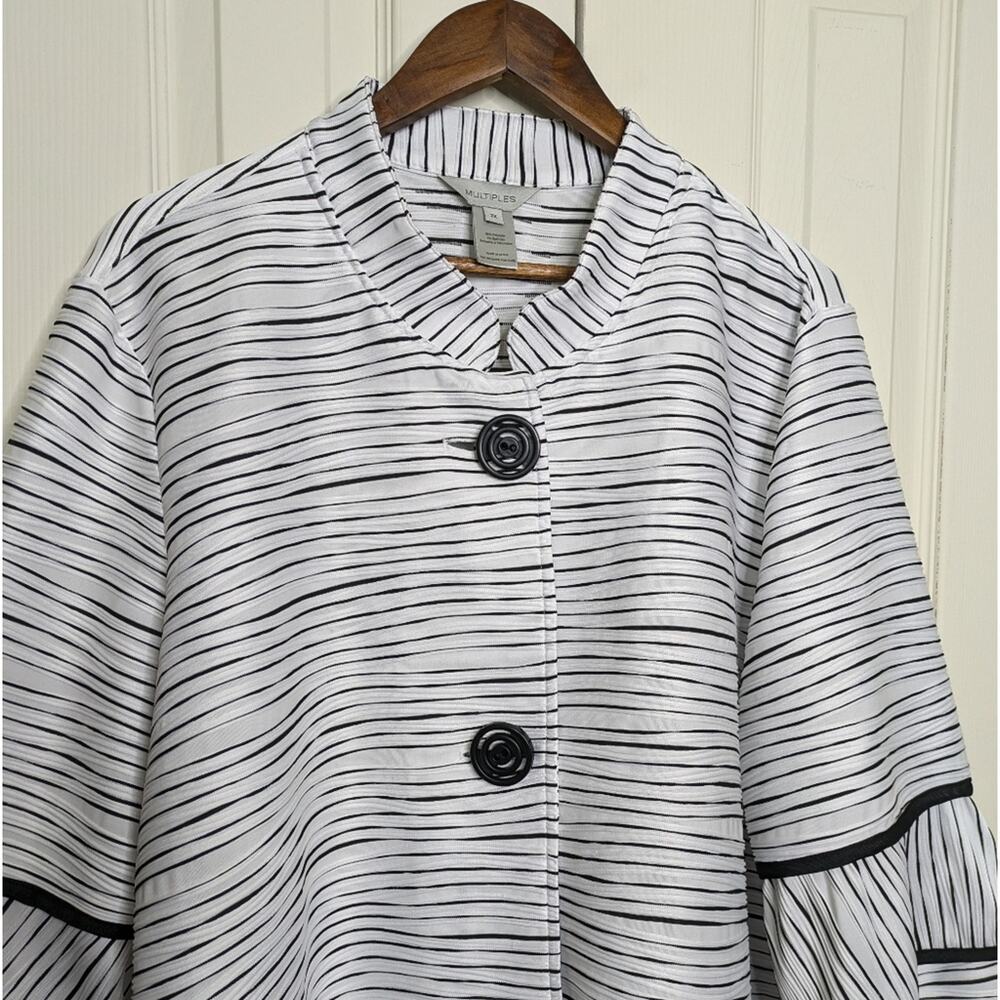 Multiples Blazer Top Jacket Jacquard Knit Lagenlook 2X Textured Striped Artsy - Picture 9 of 12